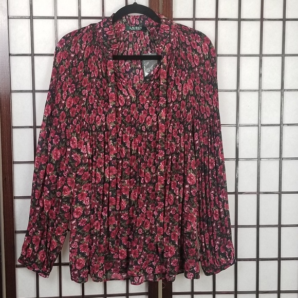 Lauren Ralph Lauren Tops - Lauren Ralph Lauren Duong Sheer Pleated Floral